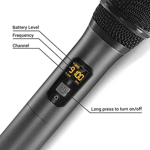 TONOR Wireless Microphone,Metal Dual Professional UHF Cordless Dynamic Mic Handheld Microphone System for Home Karaoke, Meeting, Party, Church, DJ, Wedding, Home KTV Set, 200ft(TW-820) - Image 7