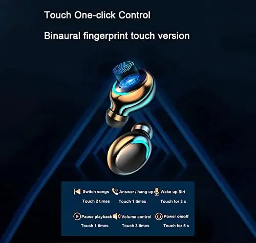 CRLKSSJX New Wireless Earbuds Bluetooth 5.1 Headset, IPX7 Waterproof, LED Battery Display auriculares,200 Hours Play time with Charging Box, 3D Stereo Audio Full Touch Screen Headset - Image 3