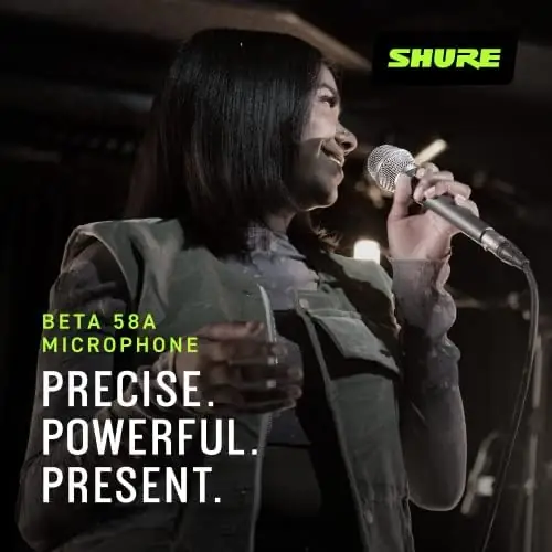 Shure BETA 58A Vocal Microphone - Single Element Supercardioid Dynamic Mic for Stage and Studio, Includes A25D Adjustable Stand Adapter, 5/8” to 3/8” (Euro) Thread Adapter and Storage Bag - Image 4