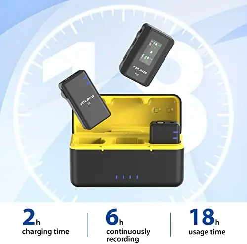 FULAIM X5 Wireless Lavalier Microphone System, Lavalier Lapel Mic with 18H Battery Life Charging Case for DSLR Cameras/iPhone/Android/Live Streaming - Image 3