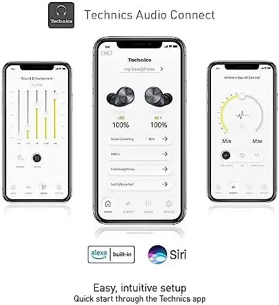 Technics HiFi True Wireless Multipoint Bluetooth Earbuds with Advanced Noise Cancelling, Impressive Call Quality Using JustMyVoice Technology, Alexa Built in, EAH-AZ60-K (Black) - Image 6