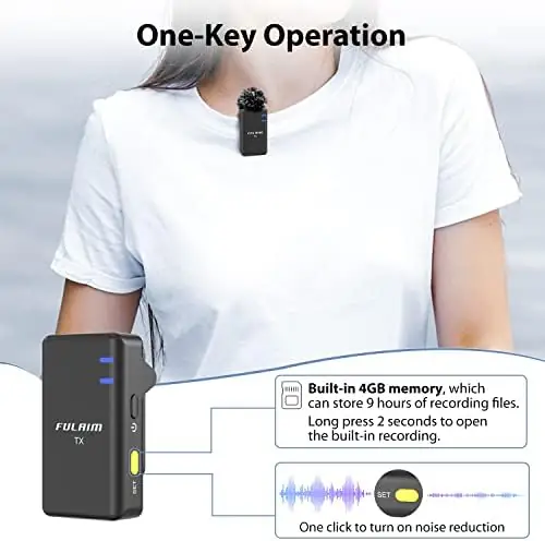 FULAIM X5 Wireless Lavalier Microphone System, Lavalier Lapel Mic with 18H Battery Life Charging Case for DSLR Cameras/iPhone/Android/Live Streaming - Image 4
