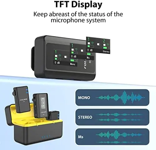 FULAIM X5 Wireless Lavalier Microphone System, Lavalier Lapel Mic with 18H Battery Life Charging Case for DSLR Cameras/iPhone/Android/Live Streaming - Image 5