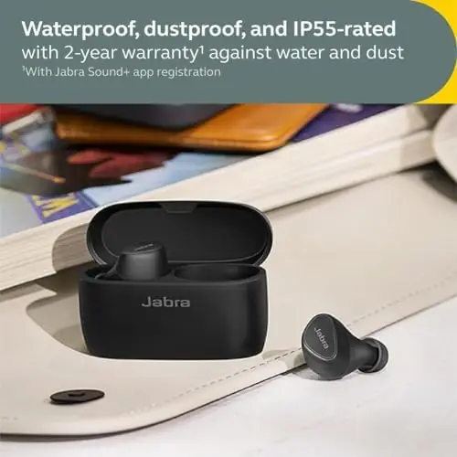 Jabra Elite 5 True Wireless in-Ear Bluetooth Earbuds - Hybrid Active Noise Cancellation (ANC), 6 Built-in Microphones for Clear Calls, Small Ergonomic Fit and 6mm Speakers – Black, Amazon Exclusive - Image 5