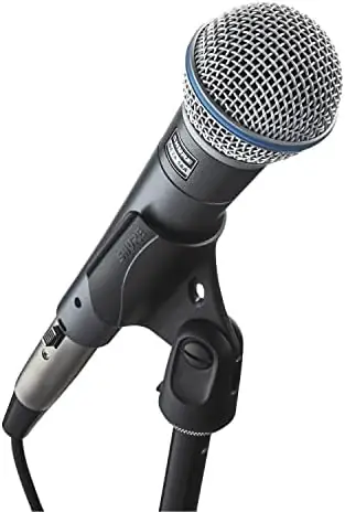 Shure BETA 58A Vocal Microphone - Single Element Supercardioid Dynamic Mic for Stage and Studio, Includes A25D Adjustable Stand Adapter, 5/8” to 3/8” (Euro) Thread Adapter and Storage Bag - Image 9