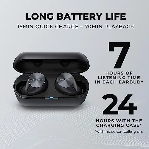 Technics HiFi True Wireless Multipoint Bluetooth Earbuds with Advanced Noise Cancelling, Impressive Call Quality Using JustMyVoice Technology, Alexa Built in, EAH-AZ60-K (Black) - Image 2