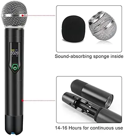 GUDEHOLO Wireless Microphone System with case, Metal UHF Dual Handheld 20 Channels Professional Cordless Mic System for Church, DJ, Karaoke,Wedding, Home KTV Set - Image 3