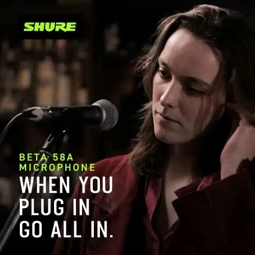 Shure BETA 58A Vocal Microphone - Single Element Supercardioid Dynamic Mic for Stage and Studio, Includes A25D Adjustable Stand Adapter, 5/8” to 3/8” (Euro) Thread Adapter and Storage Bag - Image 3