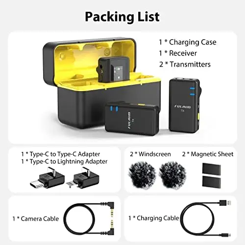 FULAIM X5 Wireless Lavalier Microphone System, Lavalier Lapel Mic with 18H Battery Life Charging Case for DSLR Cameras/iPhone/Android/Live Streaming - Image 7