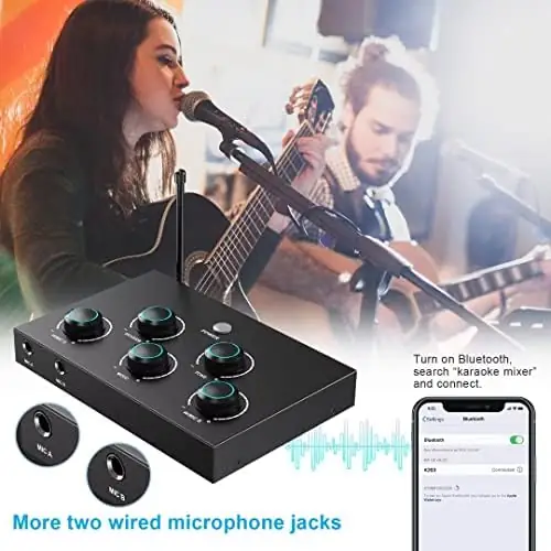 DIGITNOW!Portable Karaoke Microphone Mixer System Set, with Dual UHF Wireless Mic, HDMI-ARC/Optical/AUX & HDMI In/Out in Singing Receiver for Smart TV, PC, KTV, Home Theater, Amplifier, Speaker - Image 4