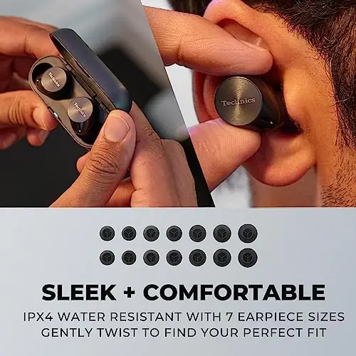 Technics HiFi True Wireless Multipoint Bluetooth Earbuds with Advanced Noise Cancelling, Impressive Call Quality Using JustMyVoice Technology, Alexa Built in, EAH-AZ60-K (Black) - Image 4