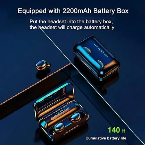 CRLKSSJX New Wireless Earbuds Bluetooth 5.1 Headset, IPX7 Waterproof, LED Battery Display auriculares,200 Hours Play time with Charging Box, 3D Stereo Audio Full Touch Screen Headset - Image 7