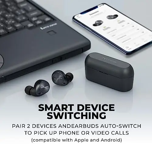 Technics HiFi True Wireless Multipoint Bluetooth Earbuds with Advanced Noise Cancelling, Impressive Call Quality Using JustMyVoice Technology, Alexa Built in, EAH-AZ60-K (Black) - Image 3