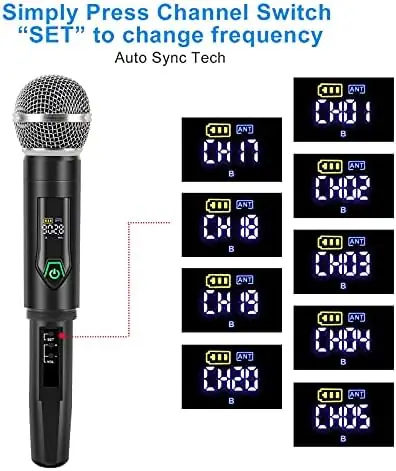 GUDEHOLO Wireless Microphone System with case, Metal UHF Dual Handheld 20 Channels Professional Cordless Mic System for Church, DJ, Karaoke,Wedding, Home KTV Set - Image 4