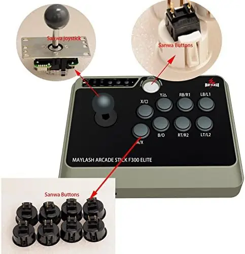 MAYFLASH Arcade Stick F300 Elite with Sanwa Buttons and Sanwa Joysticks for Xbox Series X, Xbox One, PS4, PS3, Windows, macOS, Steam Deck, Android, NEOGEO Mini,SEGA MEGA Drive, SEGA Genesis - Image 2