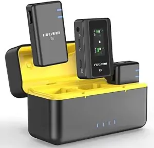 FULAIM X5 Wireless Lavalier Microphone System, Lavalier Lapel Mic with 18H Battery Life Charging Case for DSLR Cameras/iPhone/Android/Live Streaming