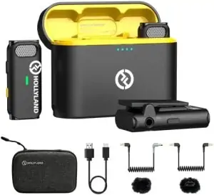 Hollyland Lark M1 Wireless Lavalier Microphone,Mini Lapel Mic Compatible with Smartphone/Camera/Laptop with Dual-Channel Recording, 656ft Transmission Range,20-Hour Battery Life